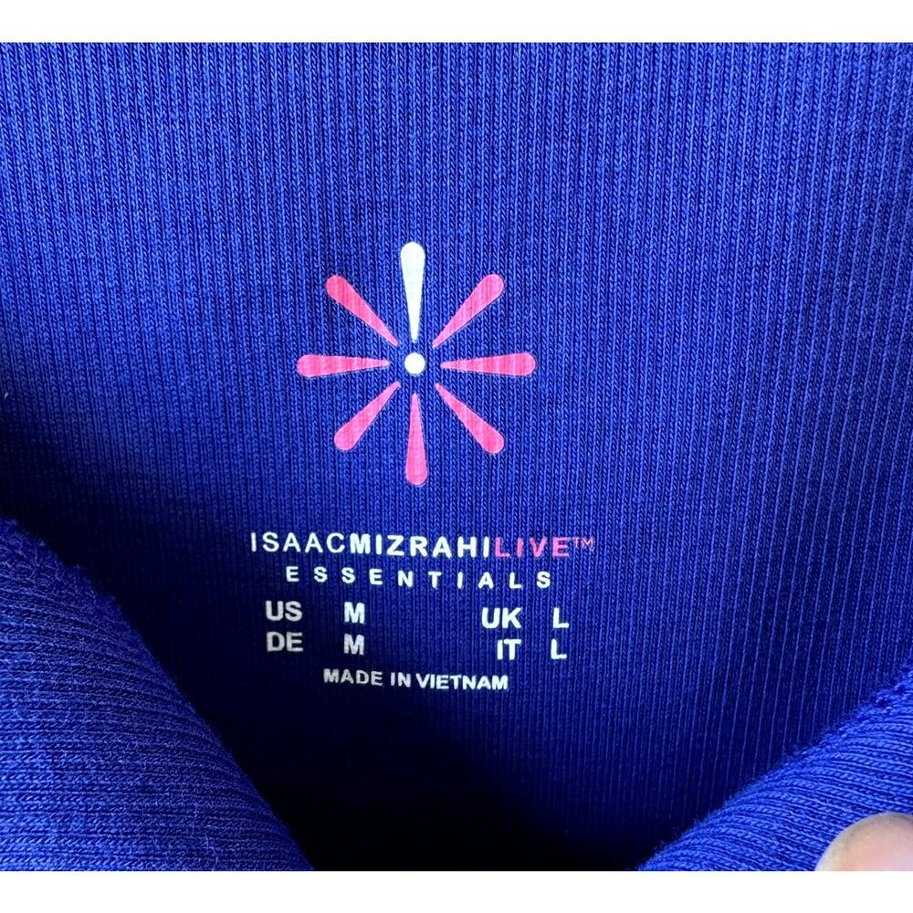 NEW Isaac Mizrahi QVC Essentials Ribbed Pima Cotton Top Sz M Catalina Blue - Picture 5 of 8